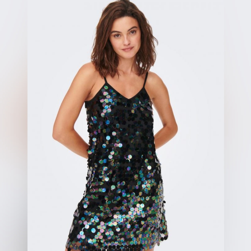 NWT Onlemili S/l Sequins Black Short Party Holiday Sexy Mini Dress - Picture 6 of 16